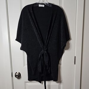 Ces Femme Womens Cardigan Tie Front Charcoal Black L Witchy Whimsygoth Sweater